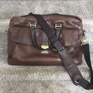 TUMI Rare Brown Leather Laptop Work Travel Bag.